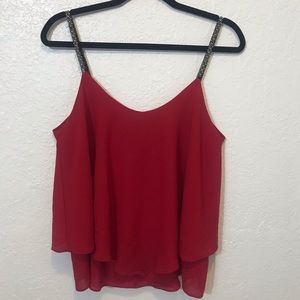 SOLD Love Marks L Red Polyester 2 Layer Blouse